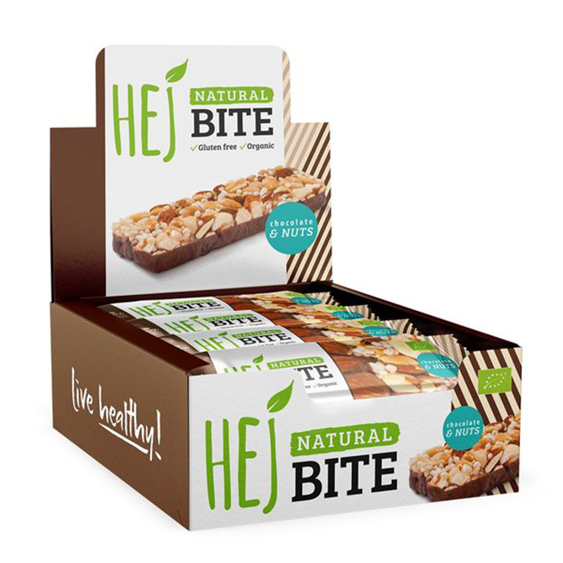 HEJ Bite Organic Chocolate and Nuts -40g x 12 Bars