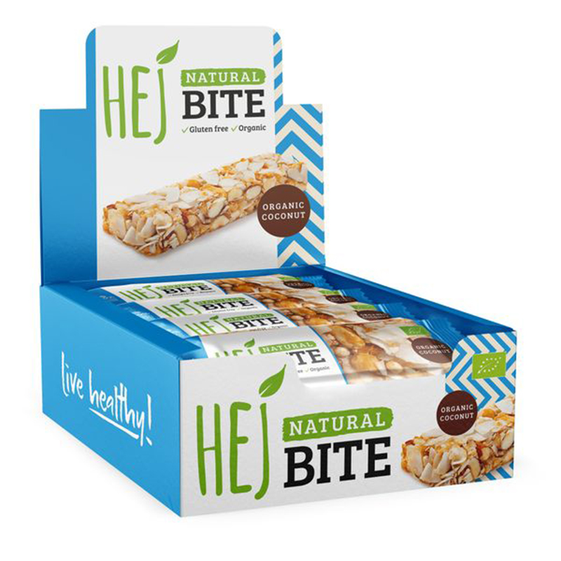 HEJ Bite Organic Coconut Bar with Almond and Hazelnut -40g x 12 Bars
