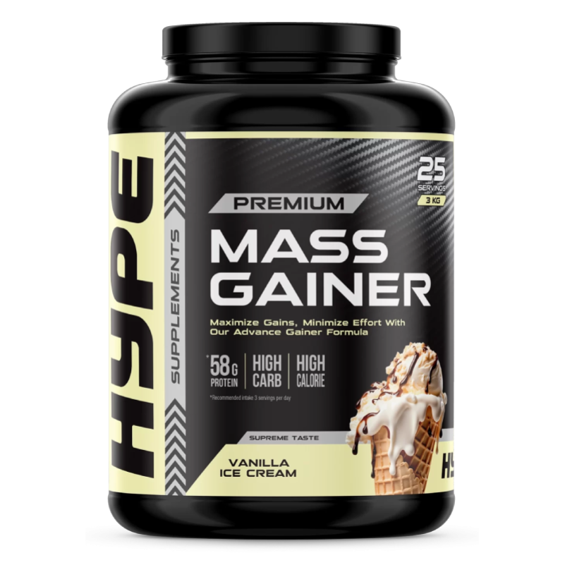 Hype Premium Mass Gainer 25 Servings 3 KG - Vanilla Ice Cream