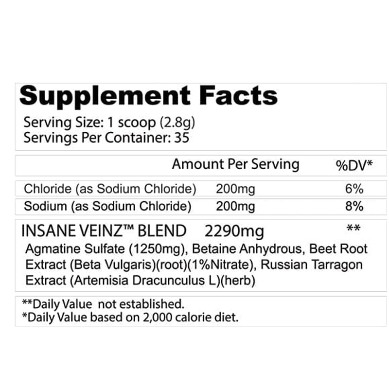 Insane Labz Veinz 35 Servings - Unflavored Best Price in Dubai