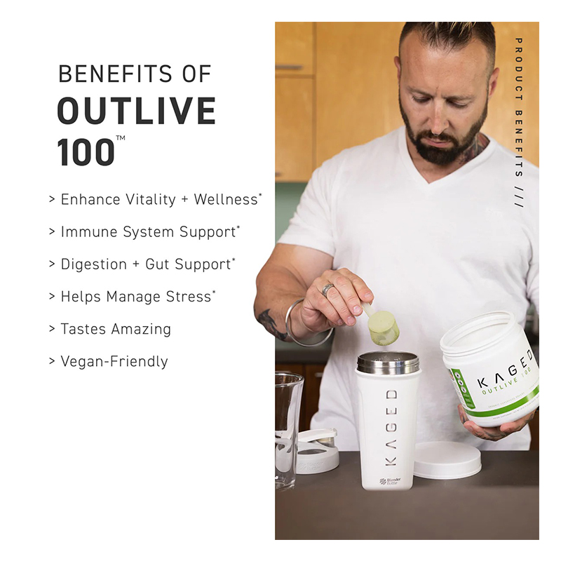 Kaged Outlive 100 Organic Superfood Greens 30 Servings - Apple Cinnamon Best Price in Ajman