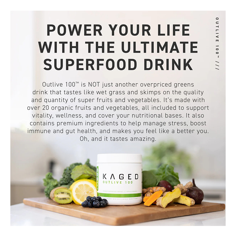 Kaged Outlive 100 Organic Superfood Greens 30 Servings - Lemon Best Price in Abu Dhabi