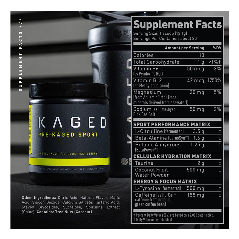 Kaged Pre Kaged Sport 20 Servings - Blue Raspberry Best Price in Dubai