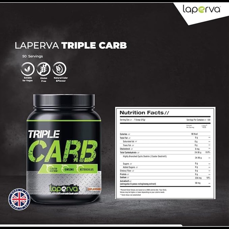 Laperva Triple Carb 2.8lbs - 24.95g Carbs - Unflavored  Best Price in Sharjah