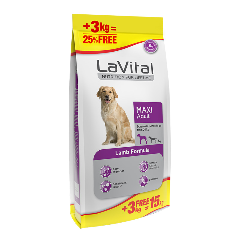 LaVital Maxi Adult Lamb Formula Dog Food 15 Kg