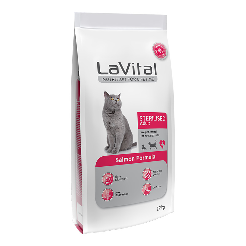 LaVital Sterilised Adult Salmon Formula Cat Food 12 Kg