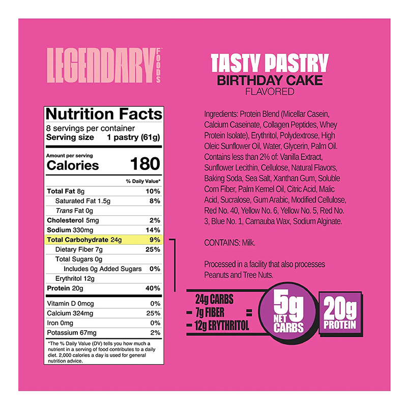 Legendary Tasty Protein Pastry 20gm 1x10 - Birthday Cake Best Price in Abu Dhabi