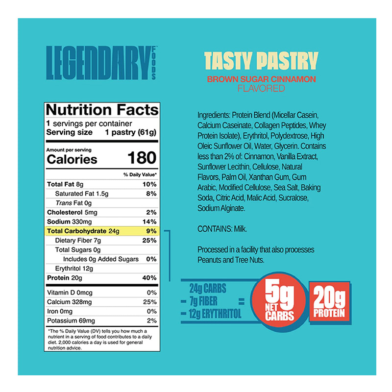 Legendary Tasty Protein Pastry 20gm 1x10 - Brown Sugar Cinnamon Best Price in Dubai