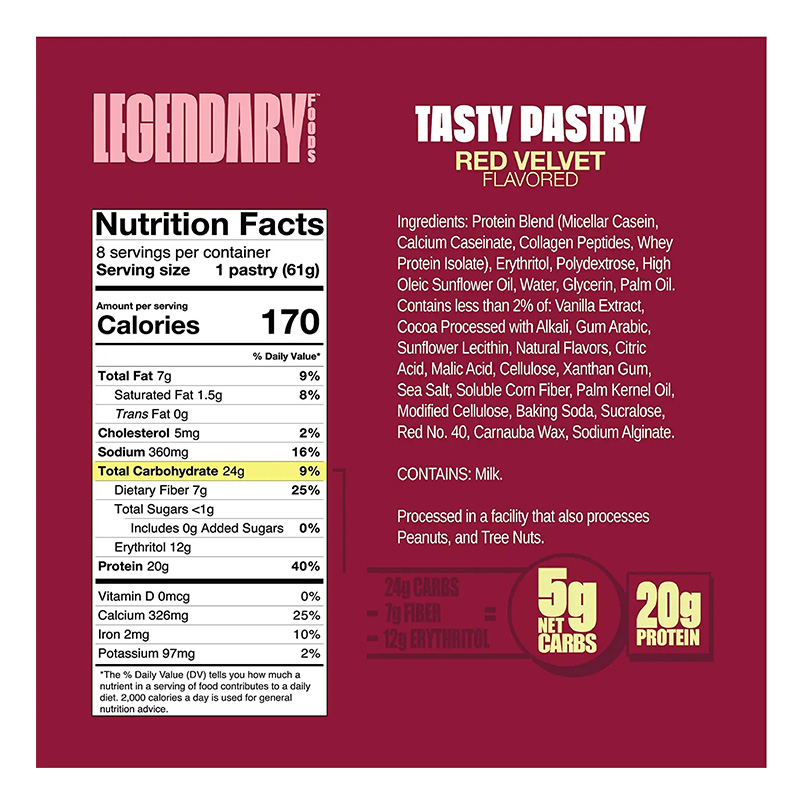 Legendary Tasty Protein Pastry 20gm 1x10 - Red Velvet Best Price in Dubai