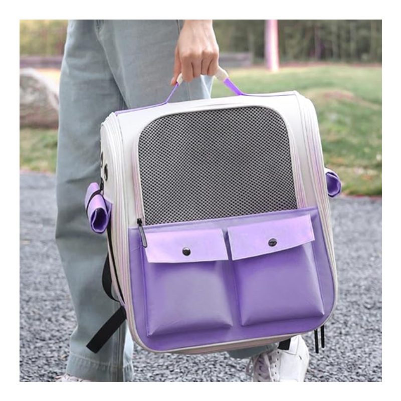 Loom Tree Cat Carrier Backpack Collapsible Portable Handbag For Outdoor Walking Hiking Purple - 8110 Best Price in Abu Dhabi