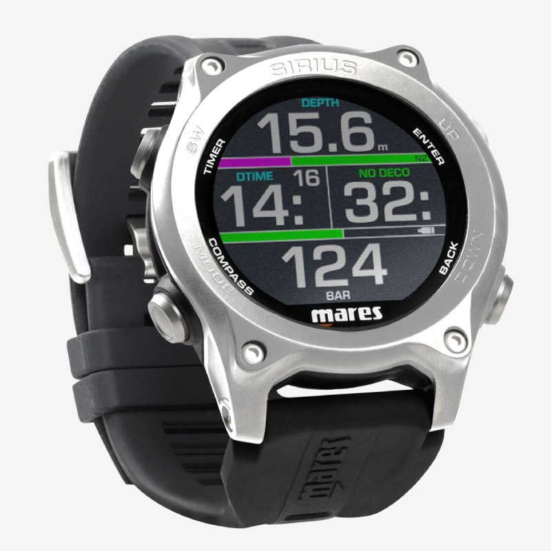 Mares Sirius Diving Computer Watch Black and Silver