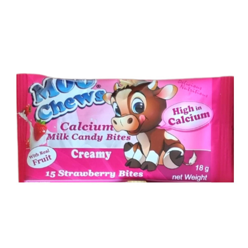 Moo Chews Calcium Milk Bites Pack of 12 - Strawberry Flavor Best Price in Dubai