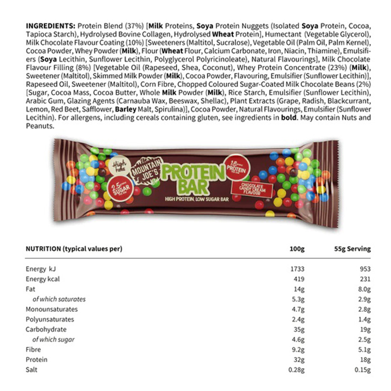 Mountain Joe's Protein Bar 12x55g - Chocolate Candy Cream Best Price in Abu Dhabi