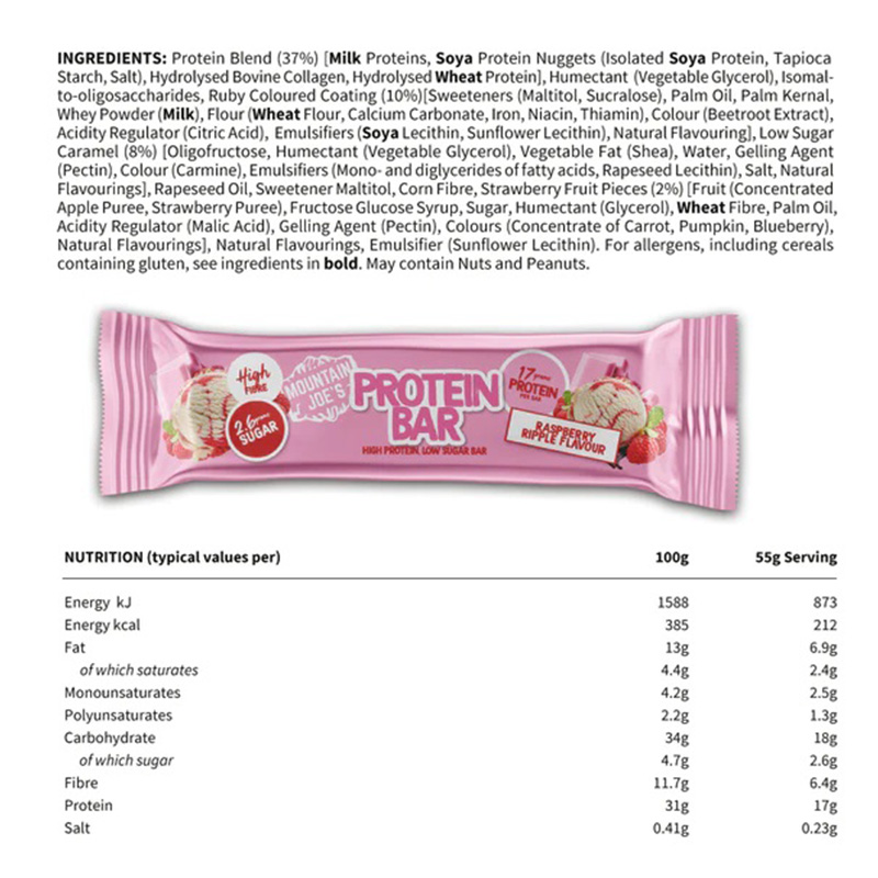Mountain Joe's Protein Bar 12x55g - Raspberry Ripple Best Price in Abu Dhabi
