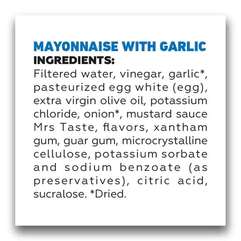 Mrs Taste Garlic Mayonnaise Zero Calories 330 G Best Price in Dubai