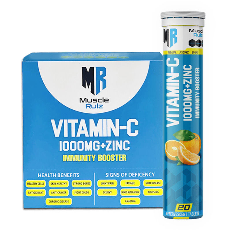 Muscle Rulz Vitamin-C 1000Mg+Zinc Effervescent 20 Tab (1X12 Box)