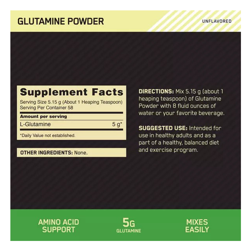 Optimum Nutrition Glutamine Powder 300 G - Unflavored Best Price in Dubai