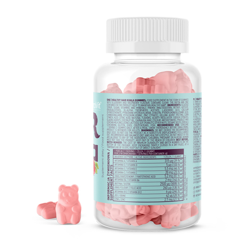 OstroVit Healthy Hair Koala Gummies 60 pcs Blueberry Raspberry Best Price in Dubai