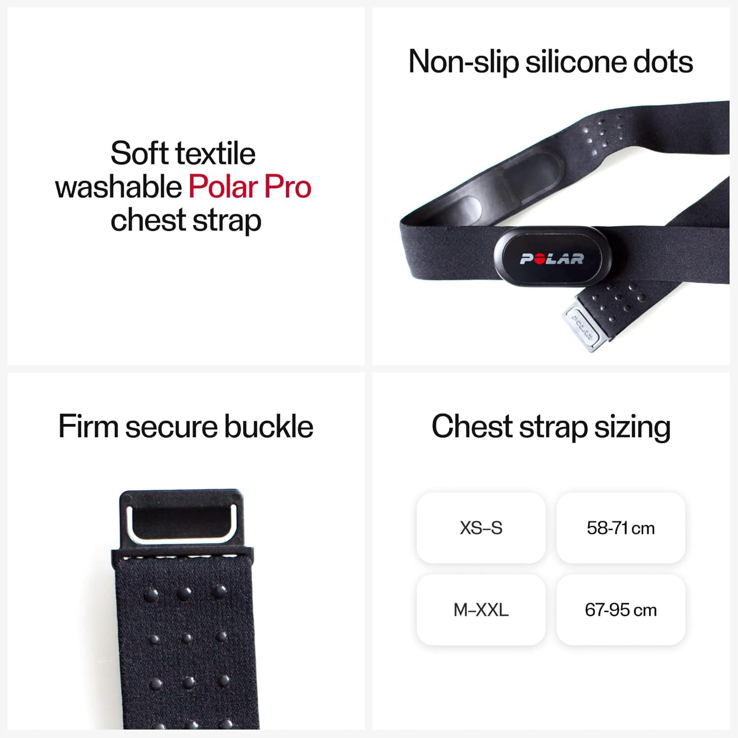 Polar H10 N Heart Rate Sensor Band M-XXL - 67-95cm - Black Crush Best Price in Al Ain