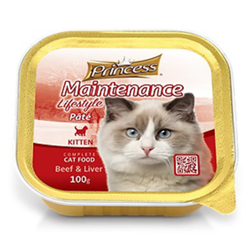 Princess Kitten Maintenance Pate Food Beef & Liver Flavour 100 G  x 10 Packs