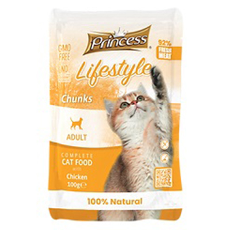 Princess Adult Cat Pouch Food Lifestyle Chicken Chunks 100 G x 10 Pouches