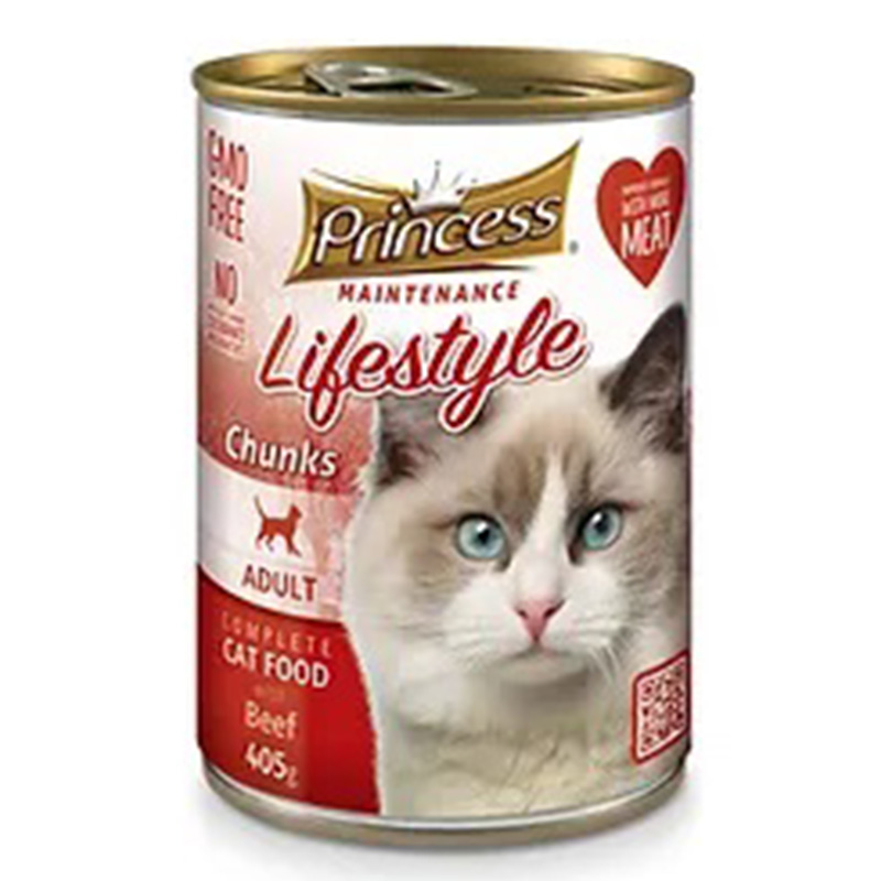 Princess Lifestyle Adult Cat Maintenance Chunks Beef 405 G x 10 Cans