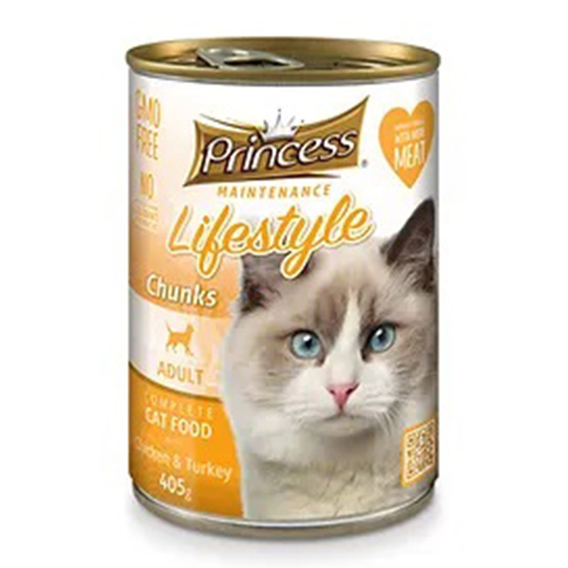 Princess Lifestyle Adult Cat Maintenance Chunks Chicken Turkey 405 G x 10 Cans