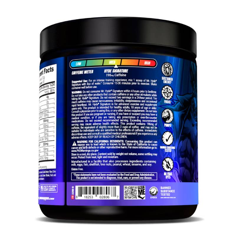 ProSupps Mr HYDE Signature Sustained Energy Pre Workout 30 Servings 216 G - Blue Razz Best Price in Dubai