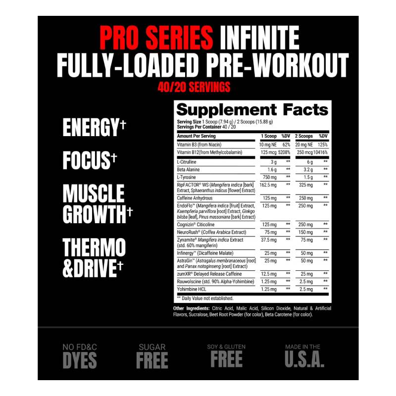 ProSupps Pro Series Infinite Fully Loaded Pre-Workout 40 Servings 311 G - Pineapple Punch Best Price in Ajman