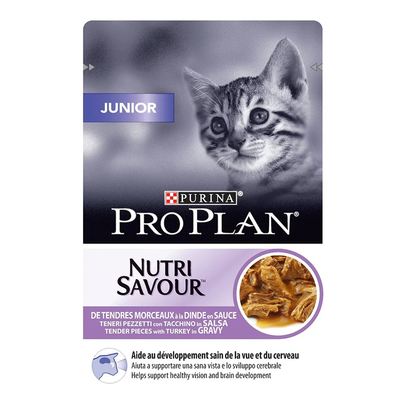 Purina Pro Plan Nutri Savour Kitten Food Tender Pieces with Turkey in Gravy 85g x26