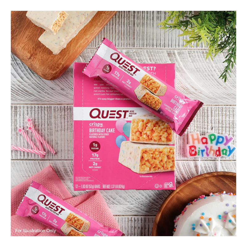 Quest Protein Bars 20 G 12 Pcs in Box - Birthday Cake Crispy Hero Bars Best Price in Sharjah