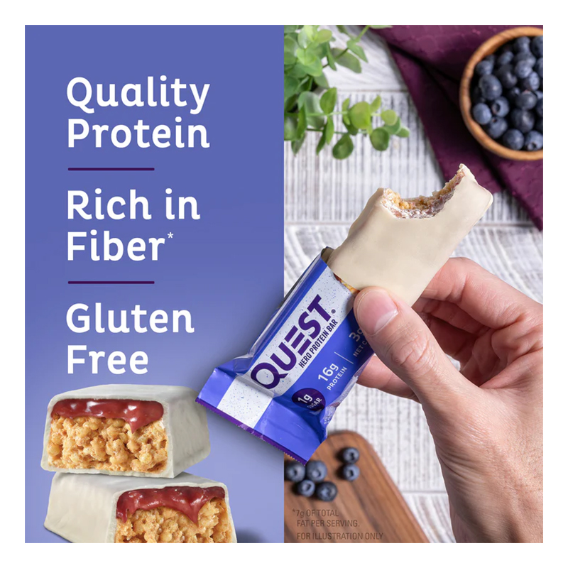 Quest Protein Bars 20 G 12 Pcs in Box - Blueberry Cobbler Crispy Hero Best Price in Al Ain