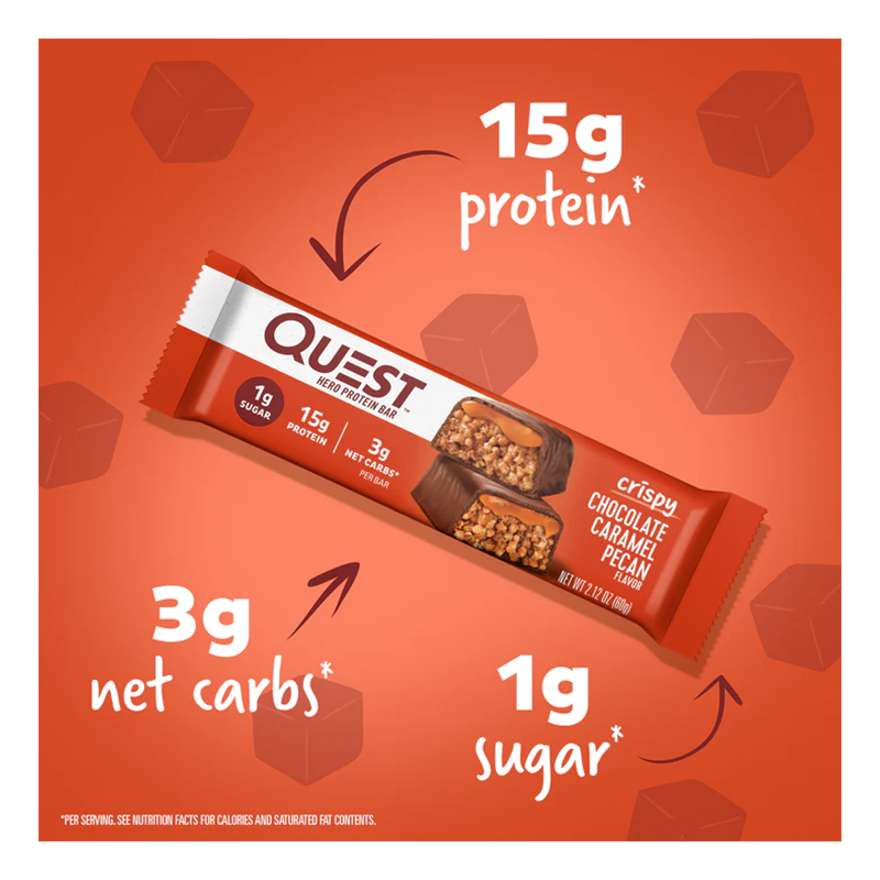 Quest Protein Bars 20 G 12 Pcs in Box - Chocolate Caramel Pecan Crispy Hero Best Price in Abu Dhabi