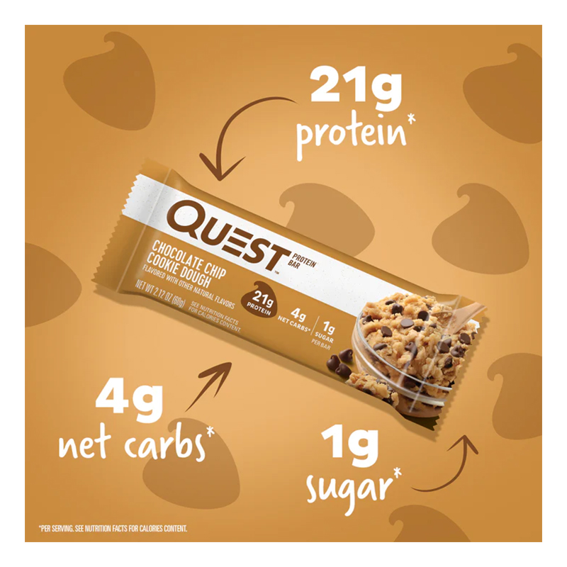 Quest Protein Bars 20 G 12 Pcs in Box - Chocolate Chip Cookie Dough Best Price in Al Ain