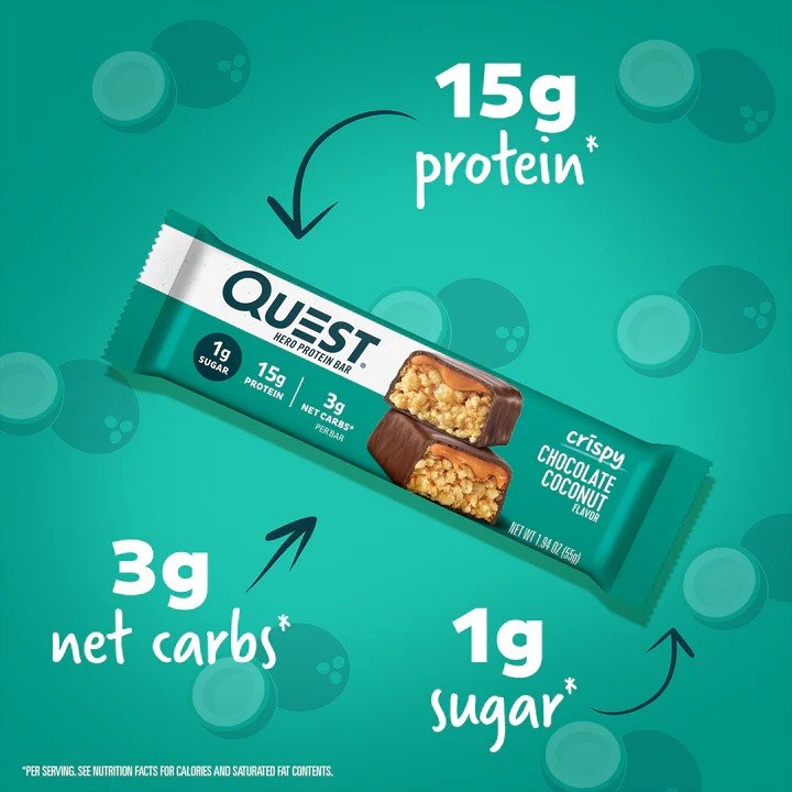 Quest Protein Bars 20 G 12 Pcs in Box - Chocolate Coconut Crispy Hero Best Price in Abu Dhabi