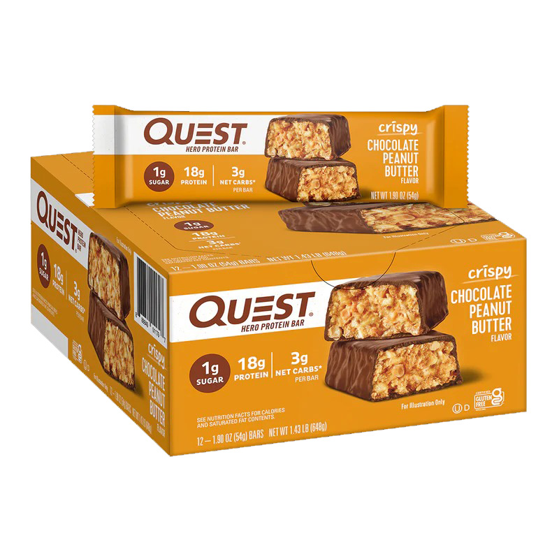 Quest Protein Bars 18 G 12 Pcs in Box - Chocolate Peanut Butter Crispy Hero