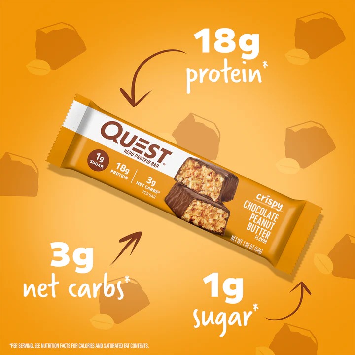 Quest Protein Bars 20 G 12 Pcs in Box - Chocolate Peanut Butter Crispy Hero Best Price in Abu Dhabi