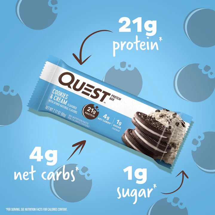 Quest Protein Bars 20 G 12 Pcs in Box - Cookies & Cream Best Price in Abu Dhabi