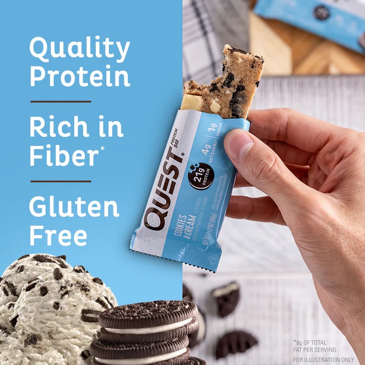 Quest Protein Bars 20 G 12 Pcs in Box - Cookies & Cream Best Price in Al Ain