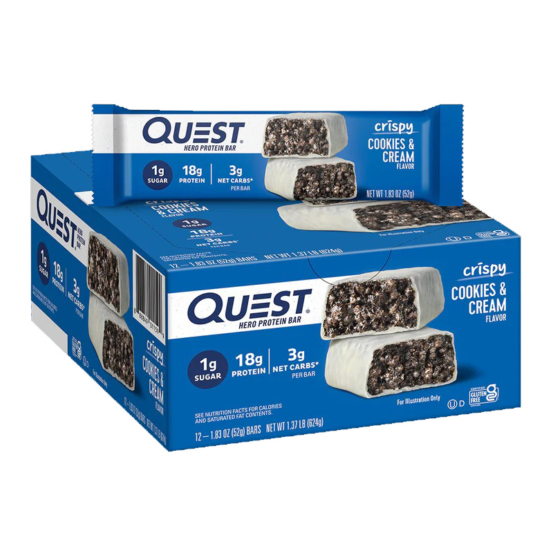 Quest Protein Bars 20 G 12 Pcs in Box - Cookies & Cream Crispy Hero Best Price in Al Ain