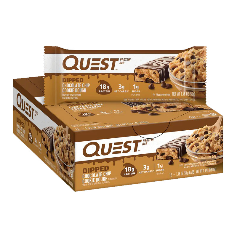 Quest Protein Bars 18 G 12 Pcs in Box - Dipped Chocolate Chip Cookie Dough