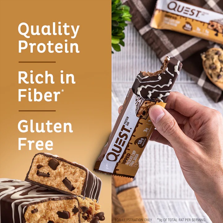 Quest Protein Bars 20 G 12 Pcs in Box - Dipped Chocolate Chip Cookie Dough Best Price in Ajman