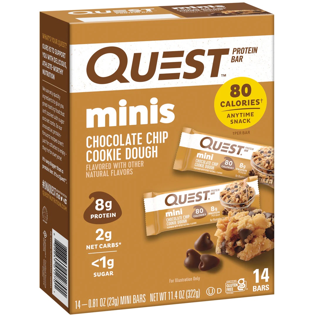 Quest Protein Bars 8 G 14 Pcs in Box - Mini Chocolate Chip Cookie Dough