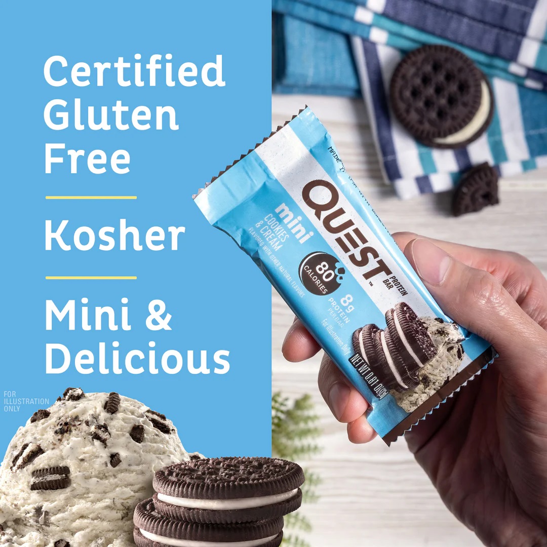 Quest Protein Bars 8 G 14 Pcs in Box - Mini Cookies & Cream Best Price in Abu Dhabi