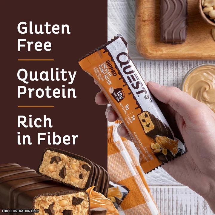 Quest Protein Bars 50 G 12 Pcs in Box - Dipped Chocolate Peanut Butter Best Price in Abu Dhabi