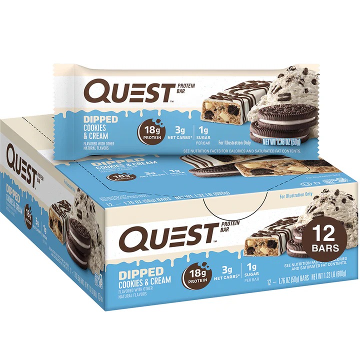 Quest Protein Bars 50 G 12 Pcs in Box - Dipped Cookies & Cream Best Price in UAE