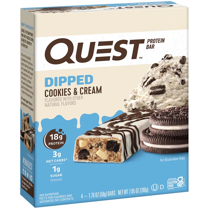 Quest Protein Bars 50 G 12 Pcs in Box - Dipped Cookies & Cream Best Price in Dubai