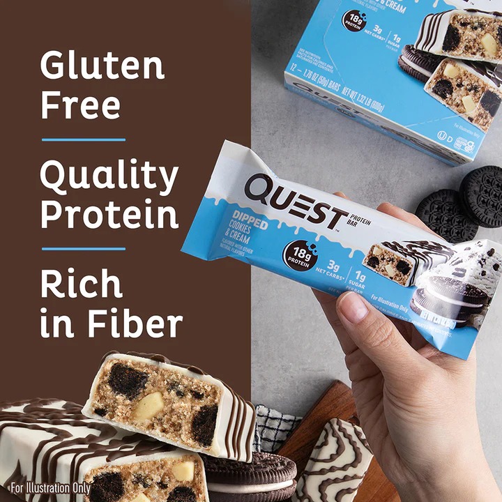 Quest Protein Bars 50 G 12 Pcs in Box - Dipped Cookies & Cream Best Price in Ajman