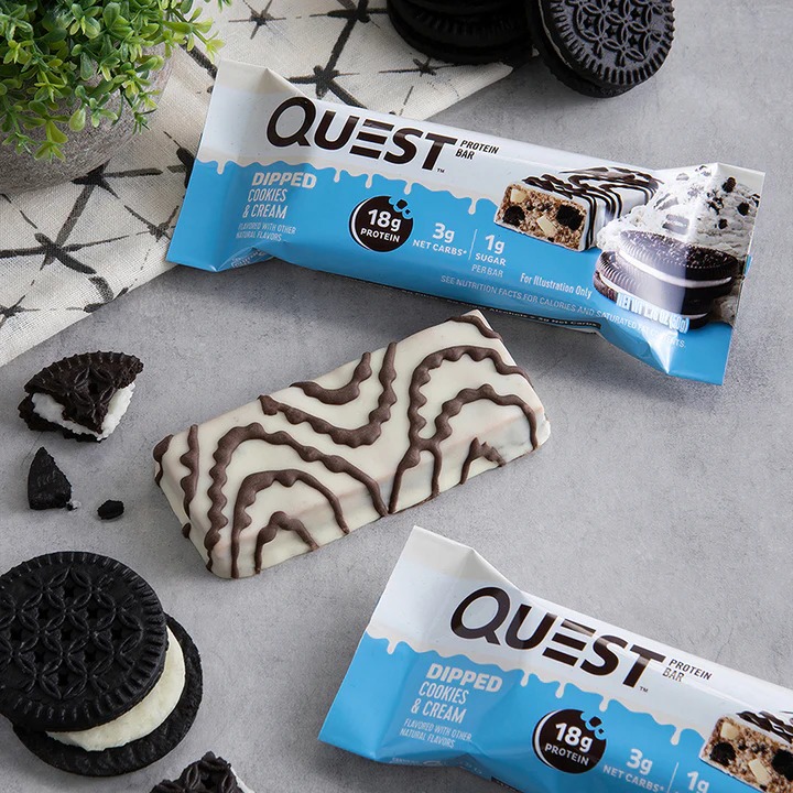 Quest Protein Bars 50 G 12 Pcs in Box - Dipped Cookies & Cream Best Price in Sharjah