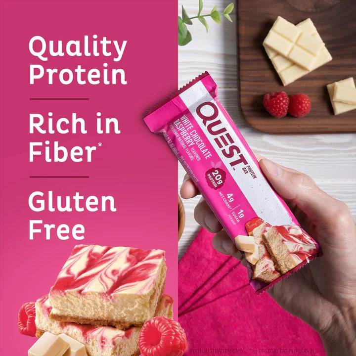 Quest Protein Bars 60 G 12 Pcs in Box - White Chocolate Raspberry Best Price in Al Ain